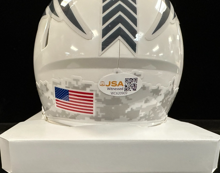 Will Campbell Autographed New England Patriots Salute to Service Mini Helmet JSA