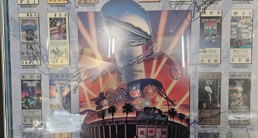 Superbowl XXVII Autographed Poster W/34 Signatures Namath Marino Ditka Shula JSA