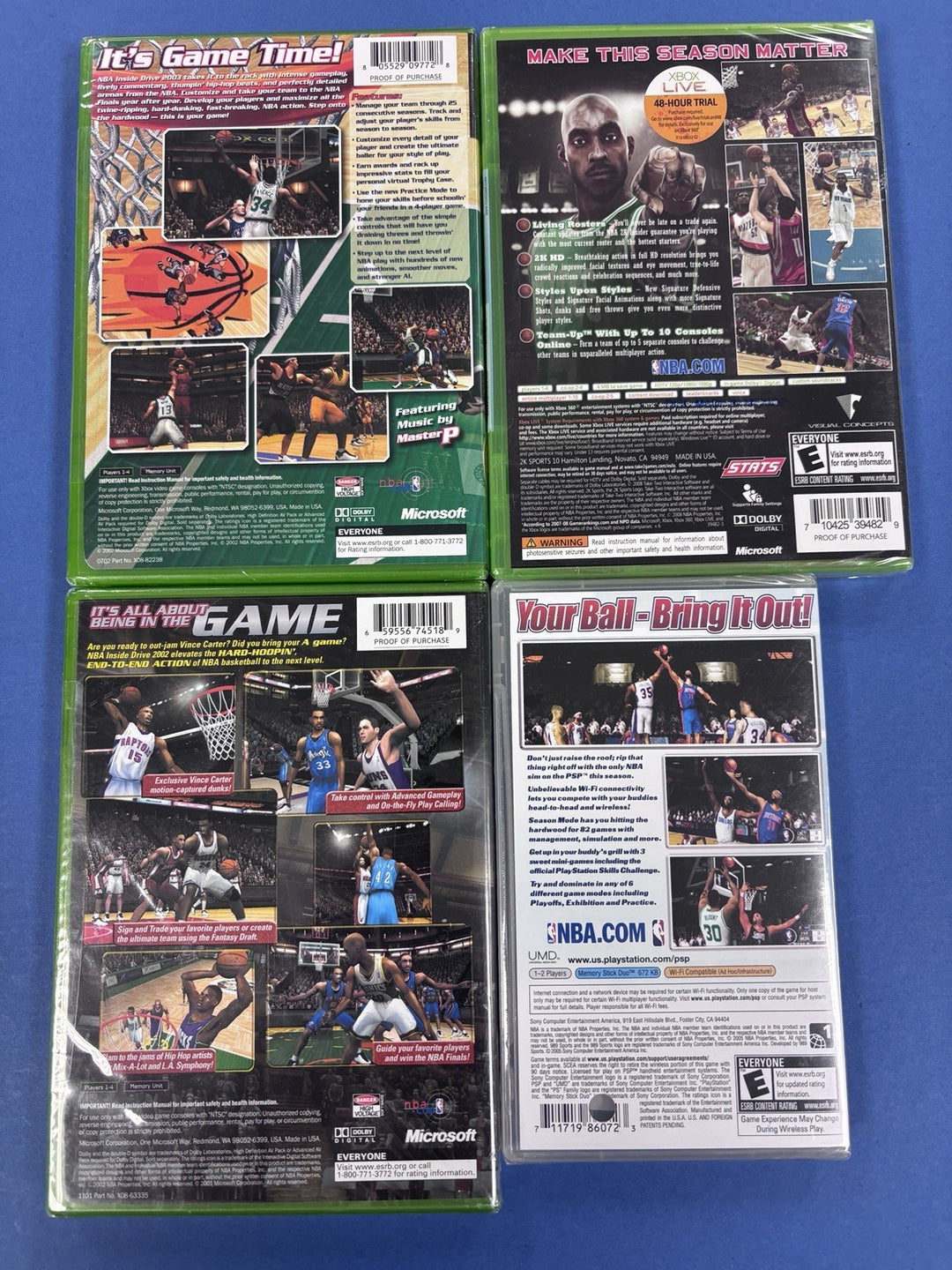 Lot Of 4 Xbox NBA Games Inside Drive NBA2K PSP NBA New In Original Packages