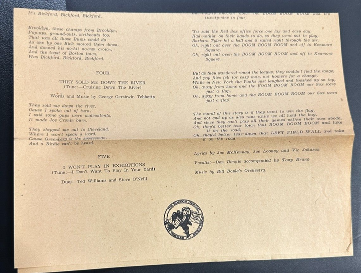 Feb 1, 1951 Twelfth Annual Baseball Writers Association America Dinner Program