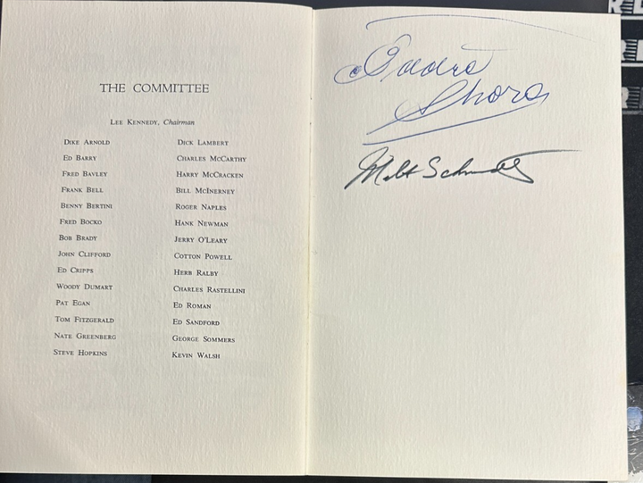 Eddie Shore & Milt Schmidt Signed Milt Schmidt Testimonial Dinner Program BAS