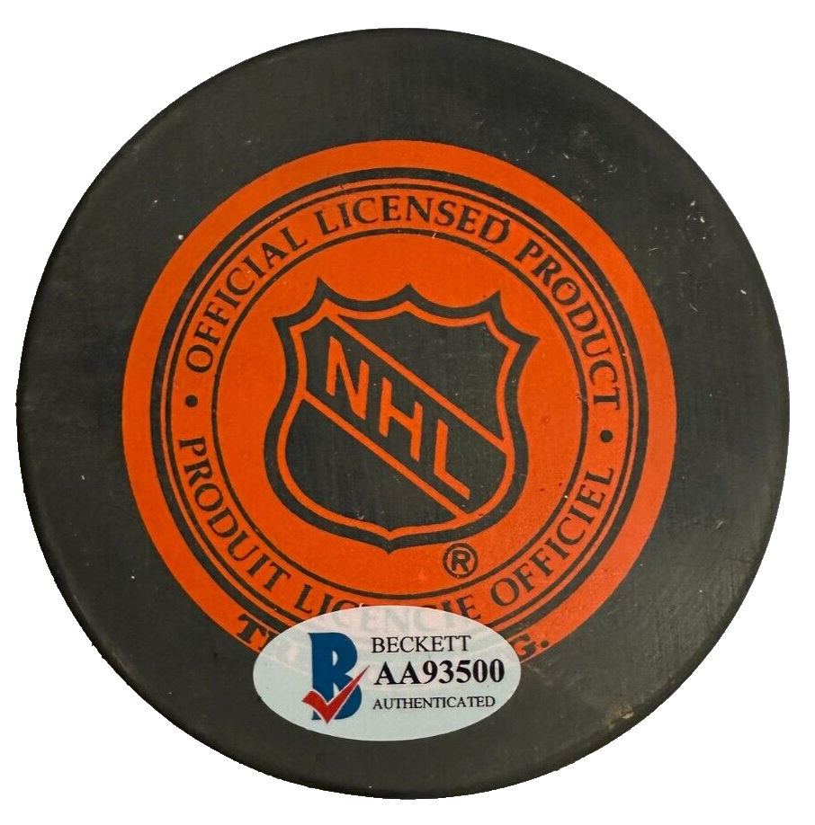 Vincent Riendeau Autographed Boston Bruins Hockey Puck BAS
