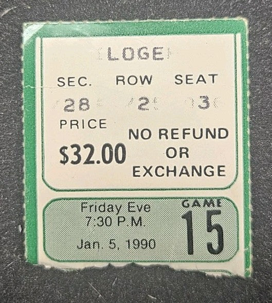 1/5/90 Boston Celtics v Los Angeles Clippers Ticket Stub Larry Bird Reggie Lewis