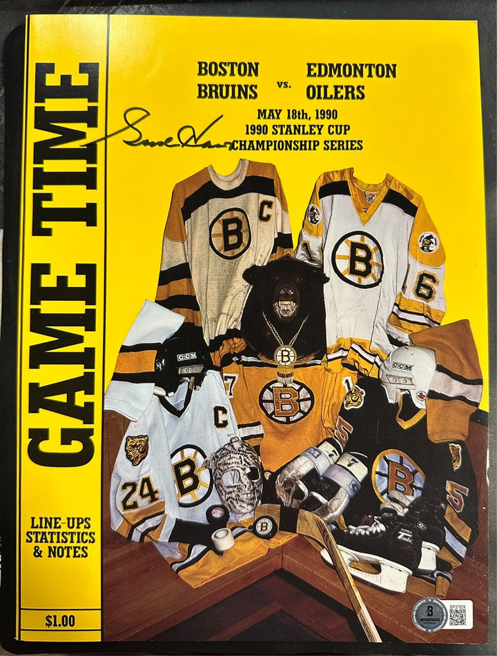 Gordie Howe Autographed 1990 Boston Bruins & Edmonton Oilers Stanley Cup Program