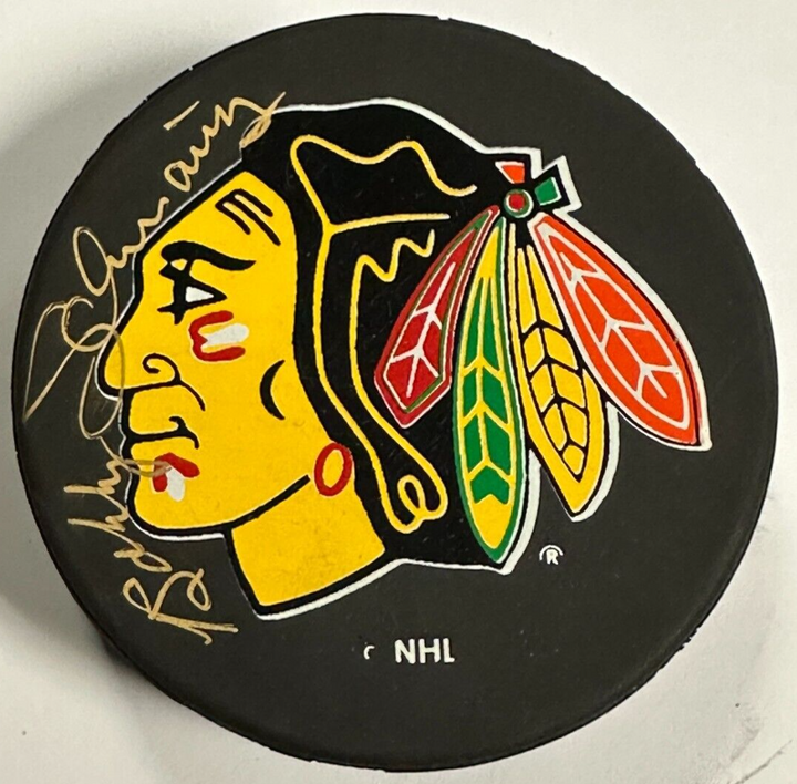 Bobby Schmautz Autographed Chicago Blackhawks Hockey Puck BAS