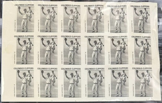 1984 TCMA Don Mattingly Columbus Clippers Uncut Card Sheet Yankees