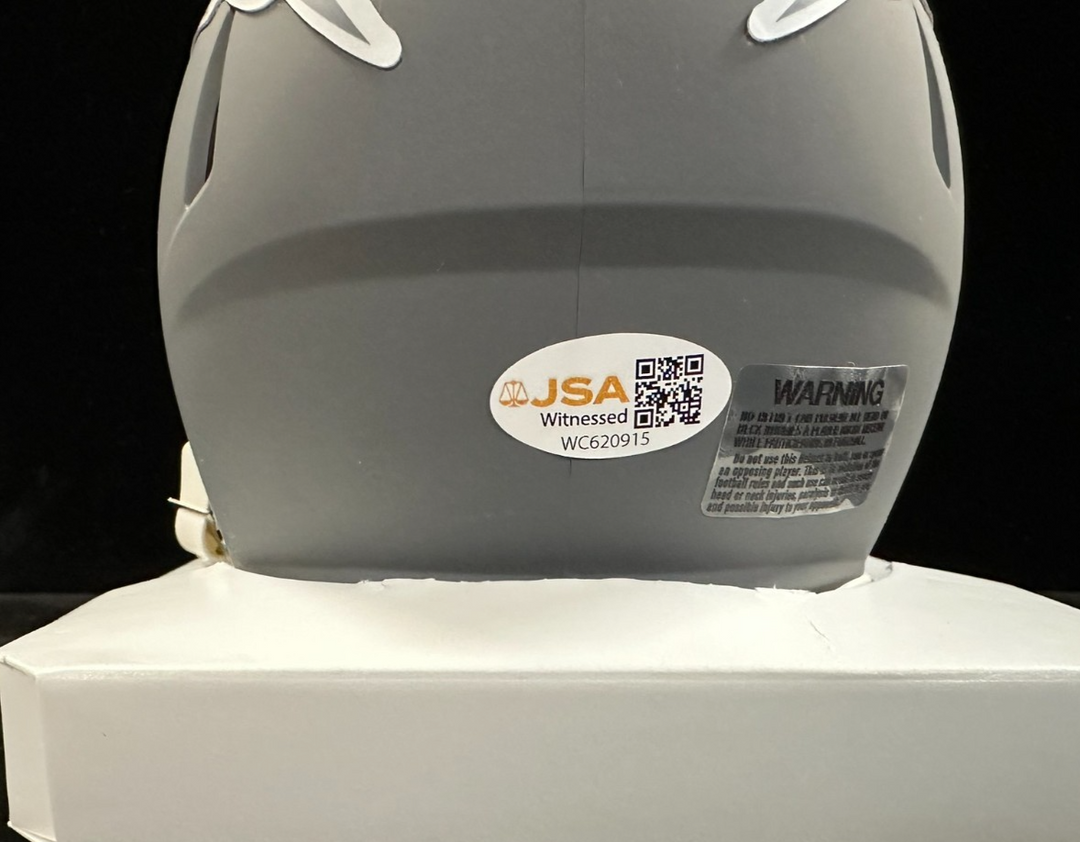 Will Campbell Autographed New England Patriots Slate Mini Speed Helmet JSA