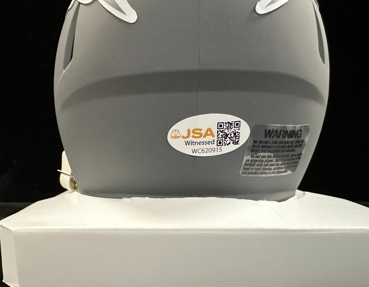 Will Campbell Autographed New England Patriots Slate Mini Speed Helmet JSA
