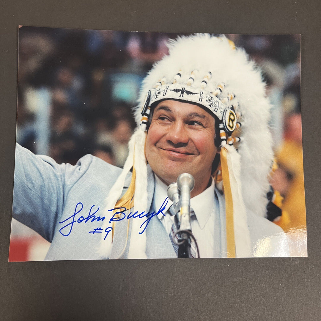 John Bucyk Signed 8x10 With Headdress Boston Bruins Sportsworld