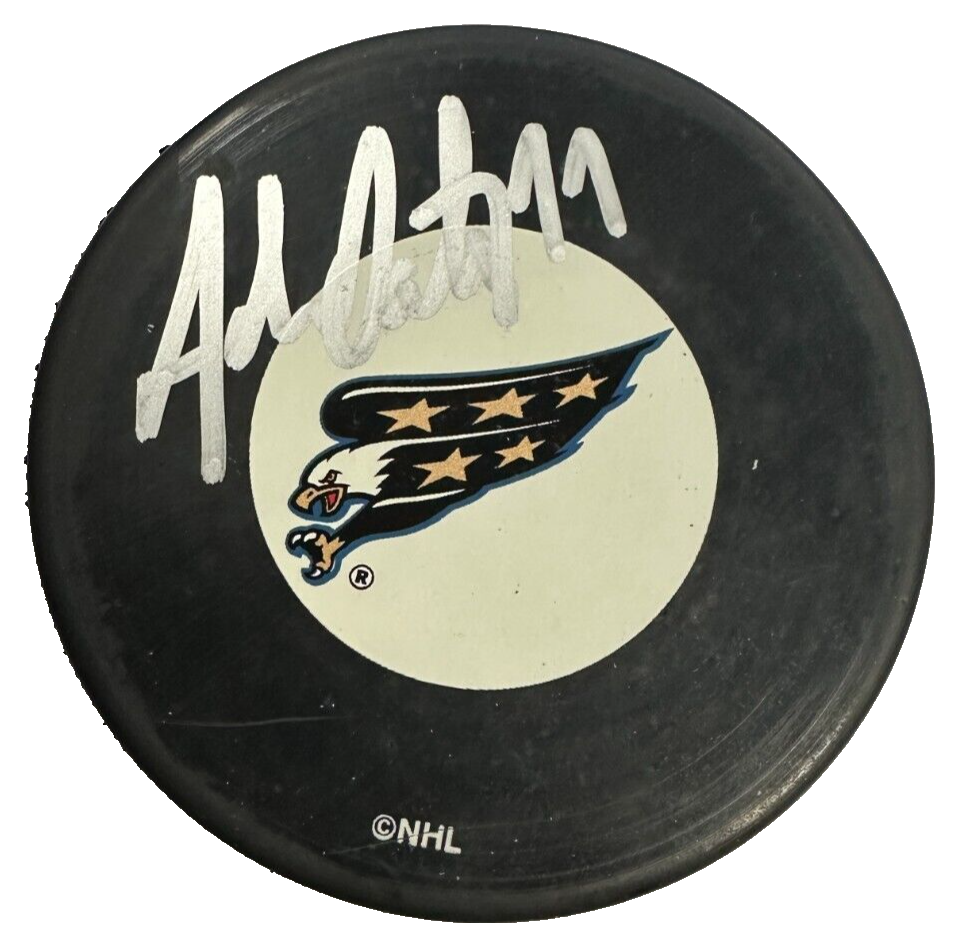 Adam Oates Autographed Washington Capitals Hockey Puck BAS HOF