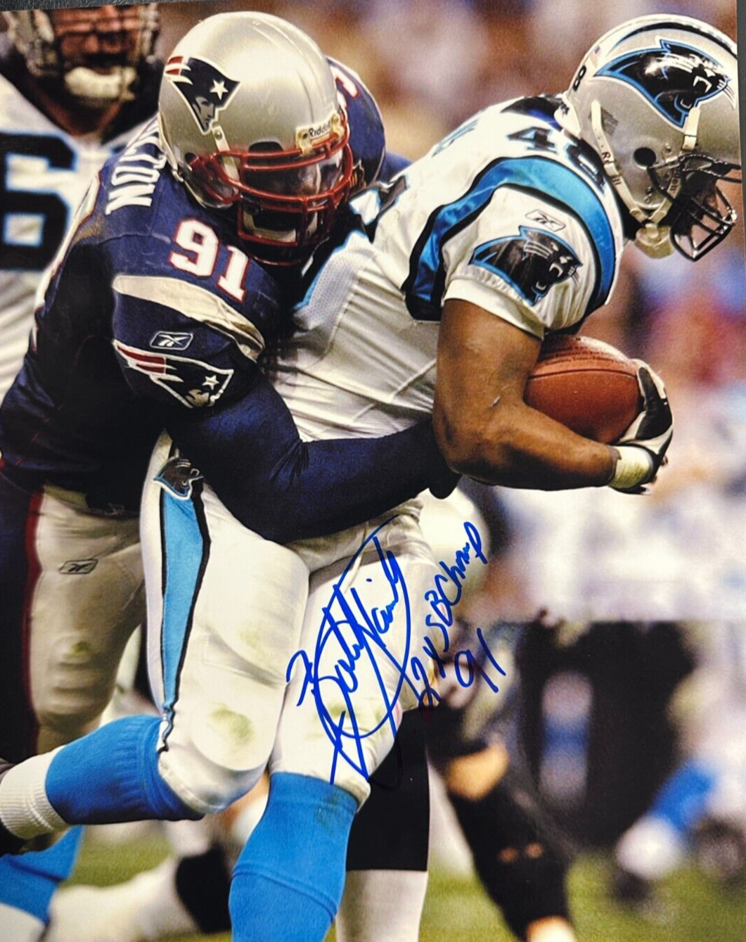 Bobby Hamilton Autographed New England Patriots 8x10 Photo W/ 2x SB Champ Insc