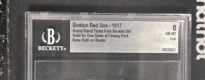 1917 Boston Red Sox Ticket Booklet Pass Babe Ruth No-Hitter 6/23/17 BGS 8