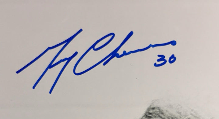 John McKenzie 1st Hat Trick Gerry Cheevers Signed 16x20 Sportsworld COA Bruins
