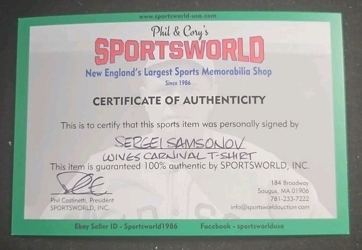 Sergei Samsonov Autographed Boston Bruins Wives Carnival T- Shirt COA