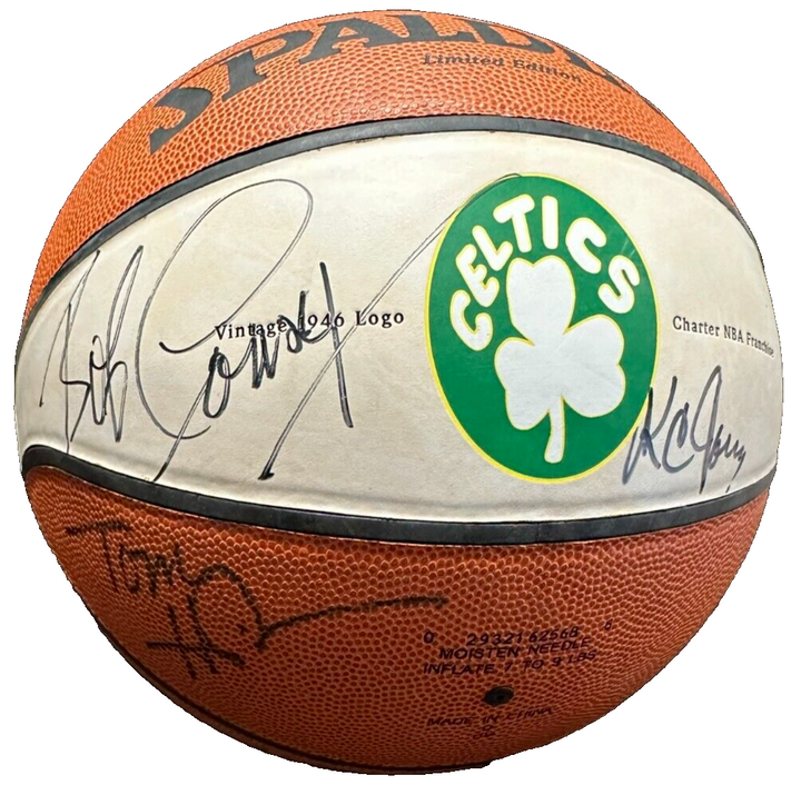 Russell Cousy Heinsohn Jones & White Signed Boston Celtics 1946 Logo Basketball