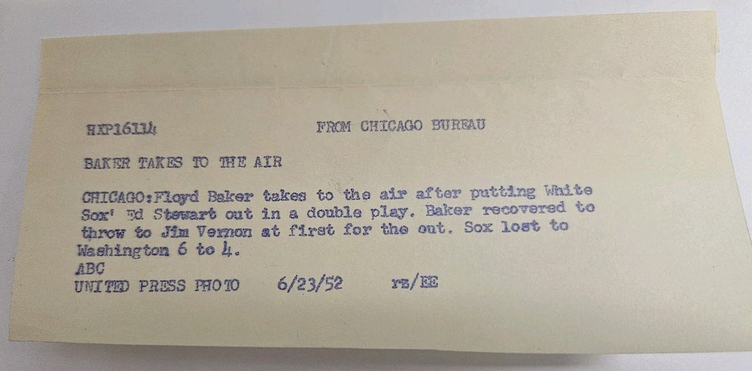 6/23/52 Chicago White Sox vs. Washington Nationals United Press Photo