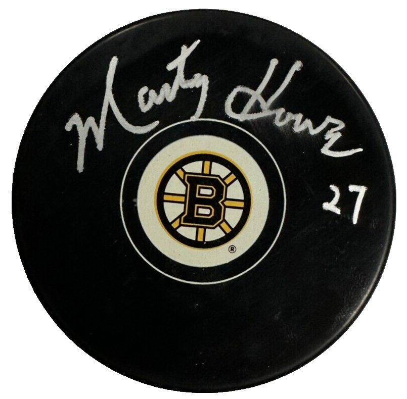 Marty Howe Autographed Boston Bruins Hockey Puck HOF
