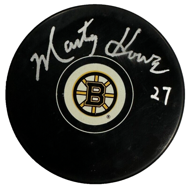 Marty Howe Autographed Boston Bruins Hockey Puck HOF