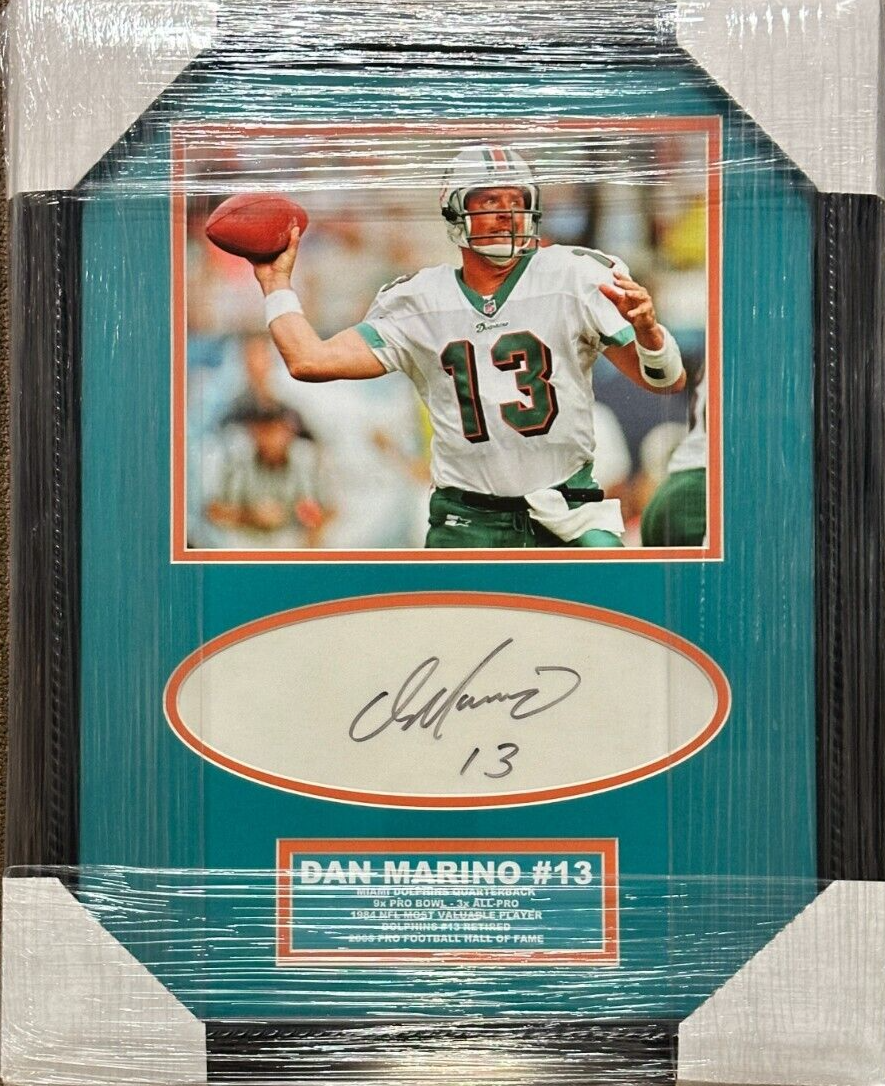 Dan Marino Autographed Signature & 8x10 Framed Photo Dolphins HOF BAS