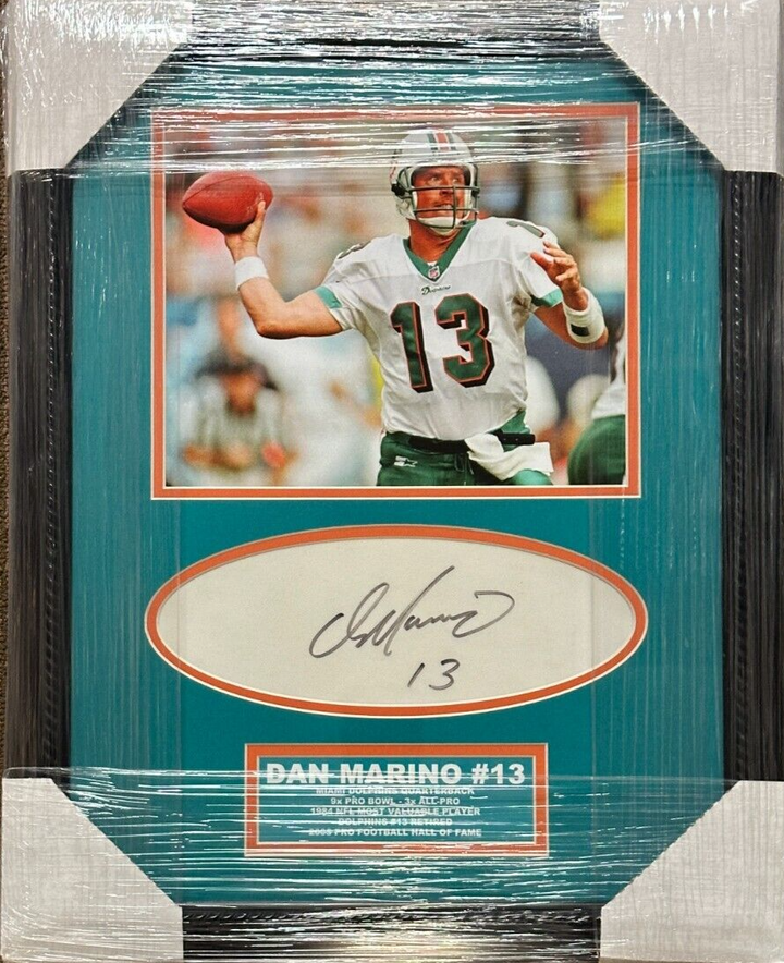 Dan Marino Autographed Signature & 8x10 Framed Photo Dolphins HOF BAS