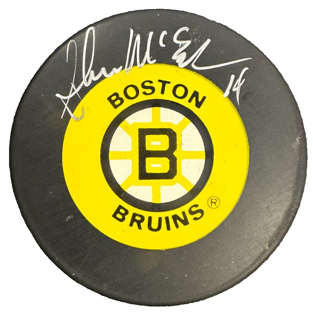 Shawn McEachern Autographed Boston Bruins Hockey Puck NHL