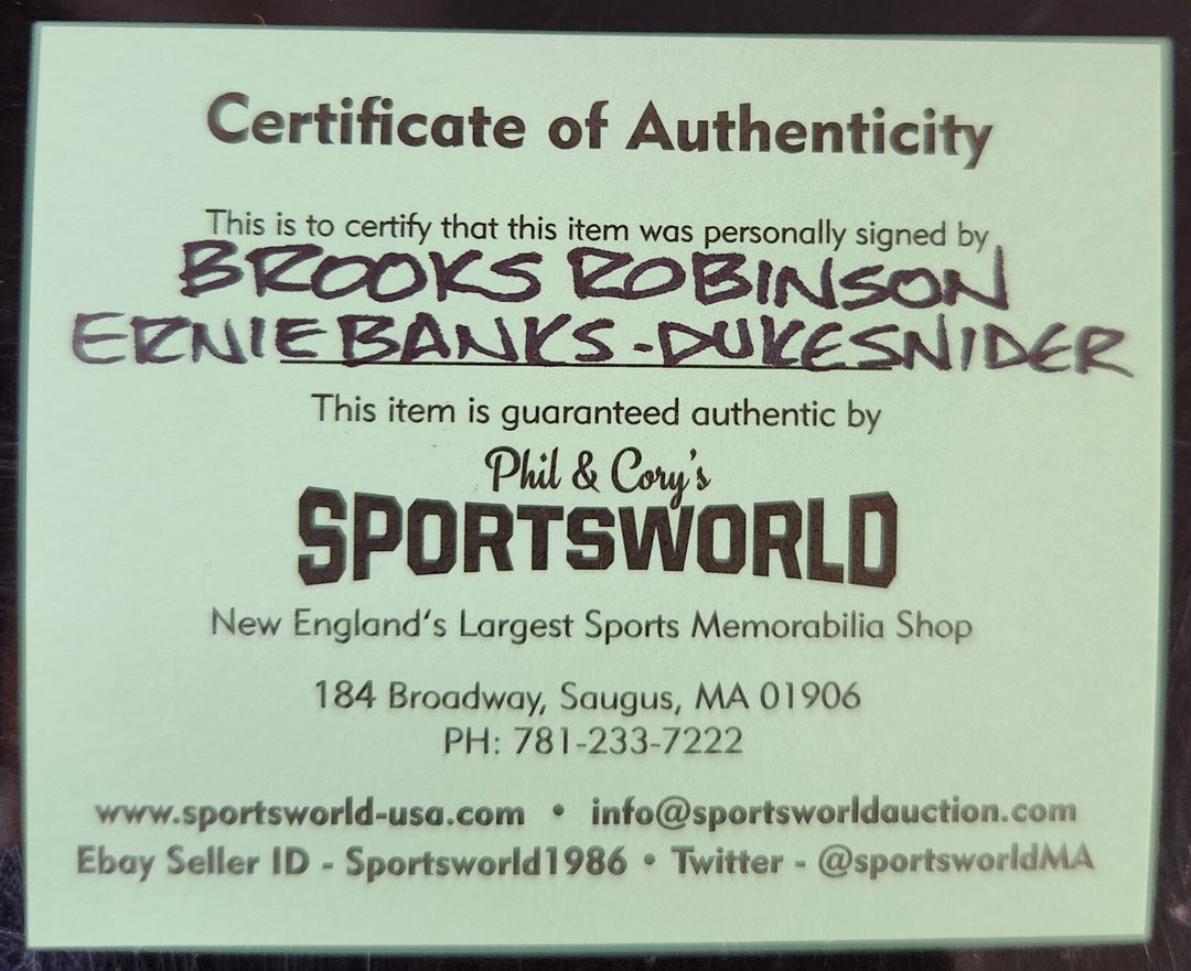 Brooks Robinson Ernie Banks Duke Snider Autographed OML Baseball HOF