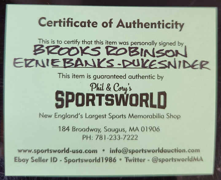 Brooks Robinson Ernie Banks Duke Snider Autographed OML Baseball HOF