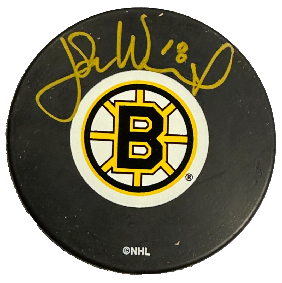John Wensink Autographed Boston Bruins Hockey Puck BAS