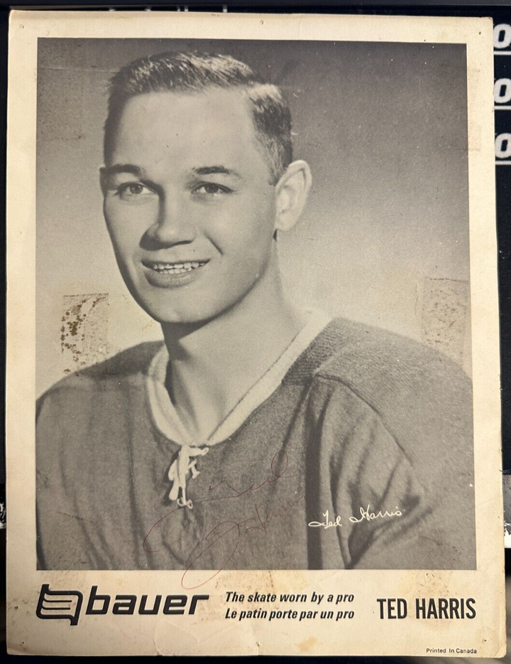 Vintage 1960's Ted Harris Signed Bauer Skates 8 1/2 X 11 Promo Photo Canadiens