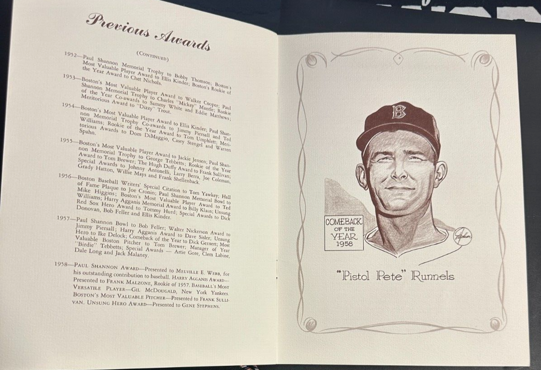 Jan 29, 1959 20th Annual Baseball Writers Association America Dinner Program