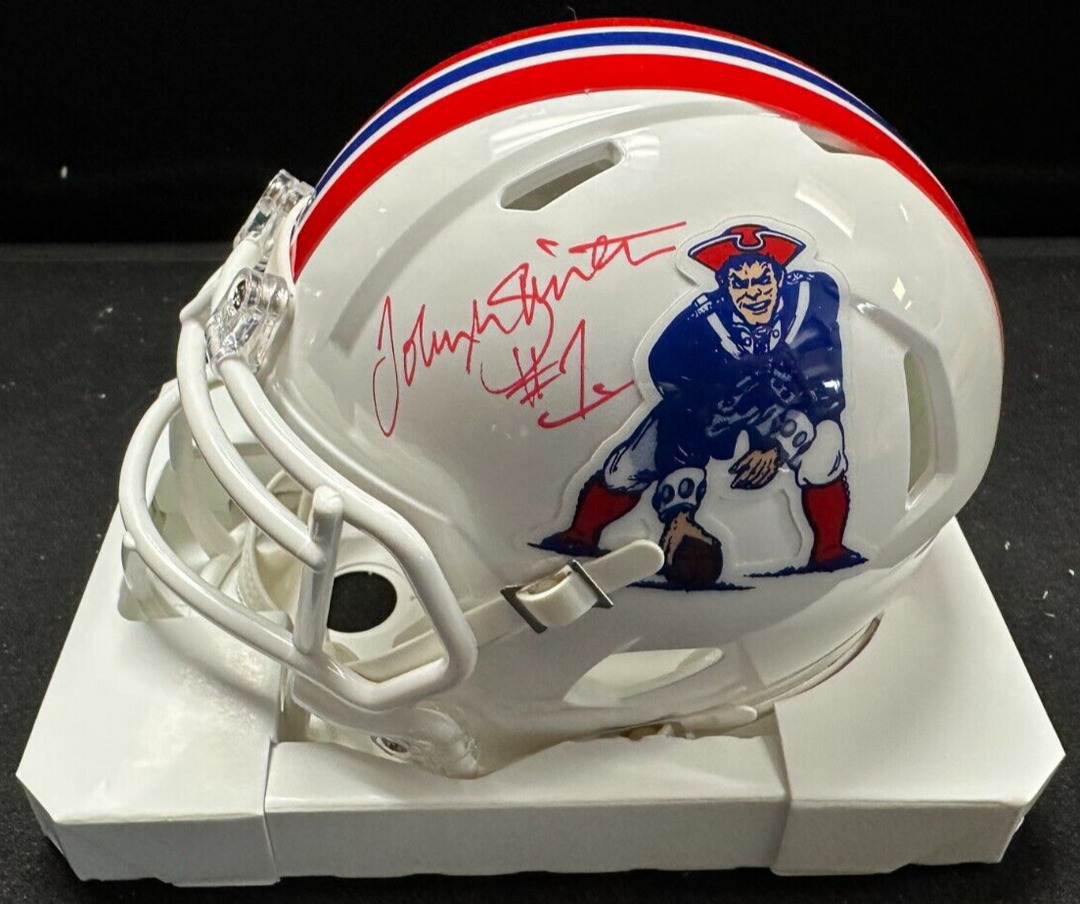 1982 Patriots Vs Dolphins Snowplow Game Autographed Mini Helmet John Smith