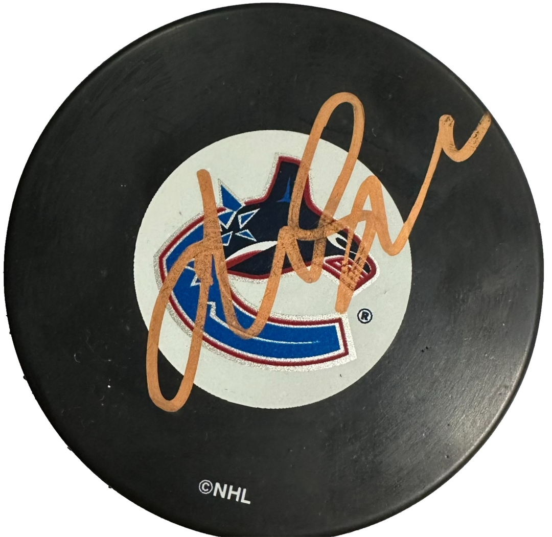Markus Naslund Autographed Vancouver Canucks Hockey Puck NHL