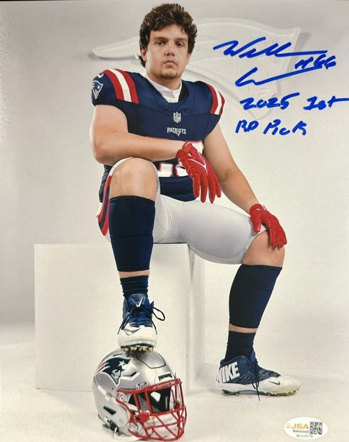 Will Campbell Signed New England Patriots 8" x 10" Photo W/ 2025 1st RD Pick JSA