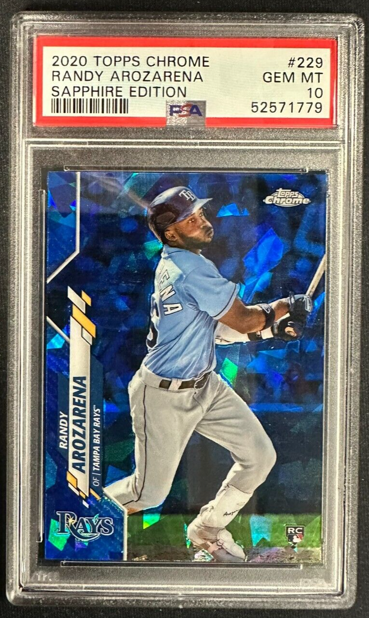 2020 Topps Chrome Randy Arozarena Sapphire Edition Rookie Card #229 PSA 10