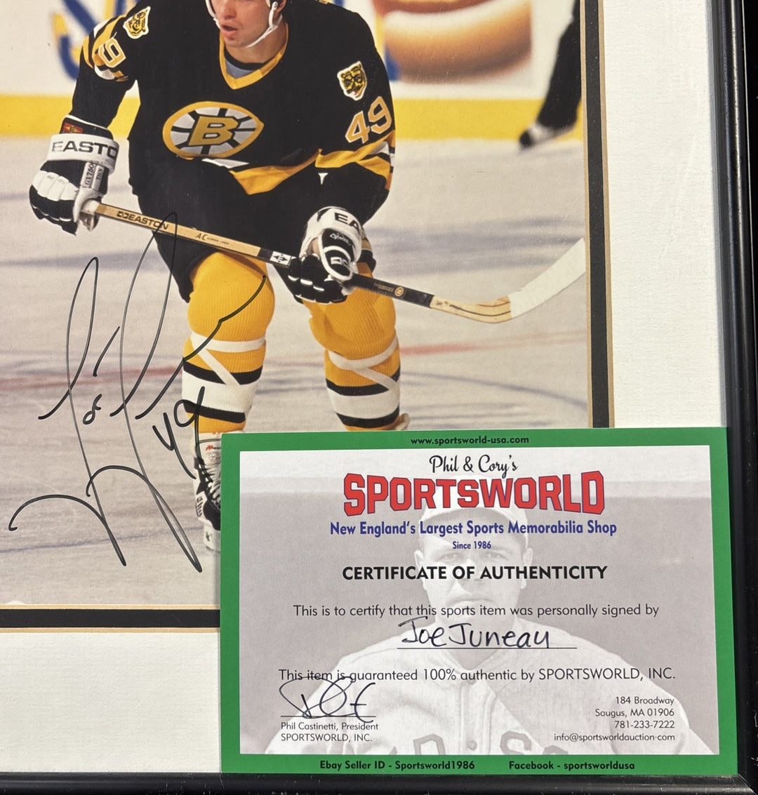 Joe Juneau Boston Bruins Framed 14x11 Autographed Picture COA