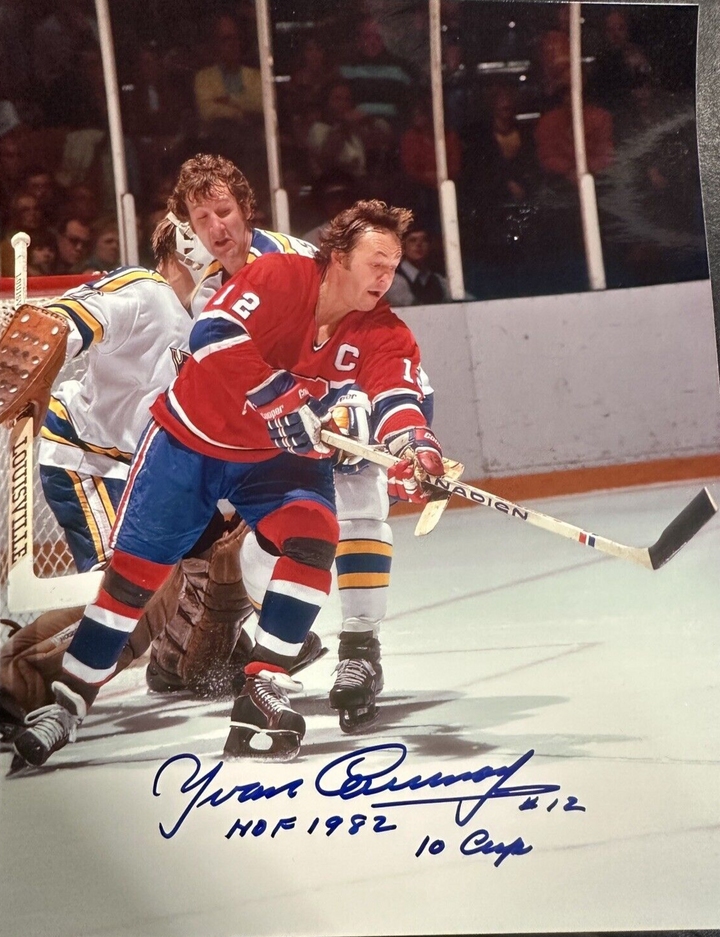 Yvan Cournoyer Autographed Montreal Canadiens Photo W/ HOF 1982 & 10 Cups Insc