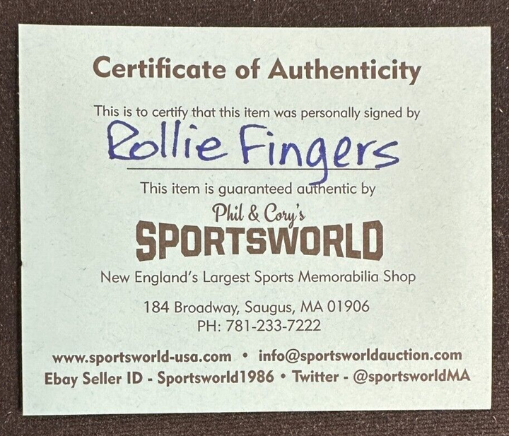 Rollie Fingers Autographed American League Baseball W/ HOF 92 Insc