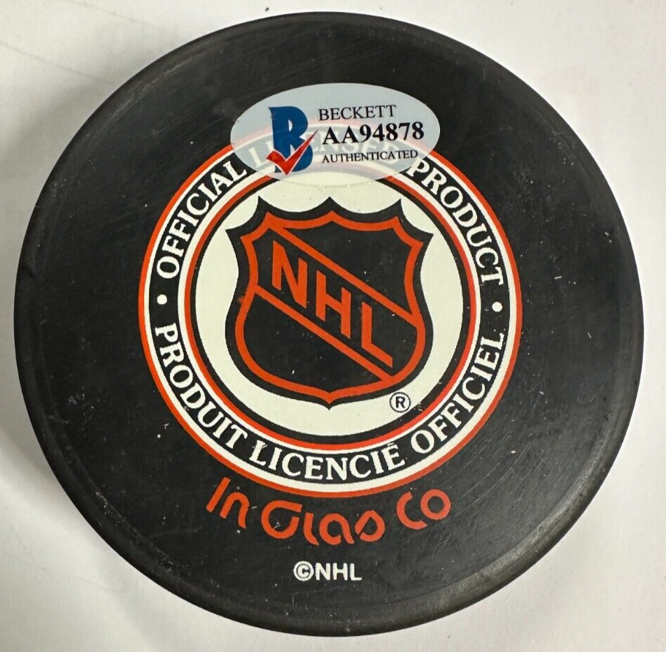 Andy Moog Autographed Boston Bruins Hockey Puck BAS