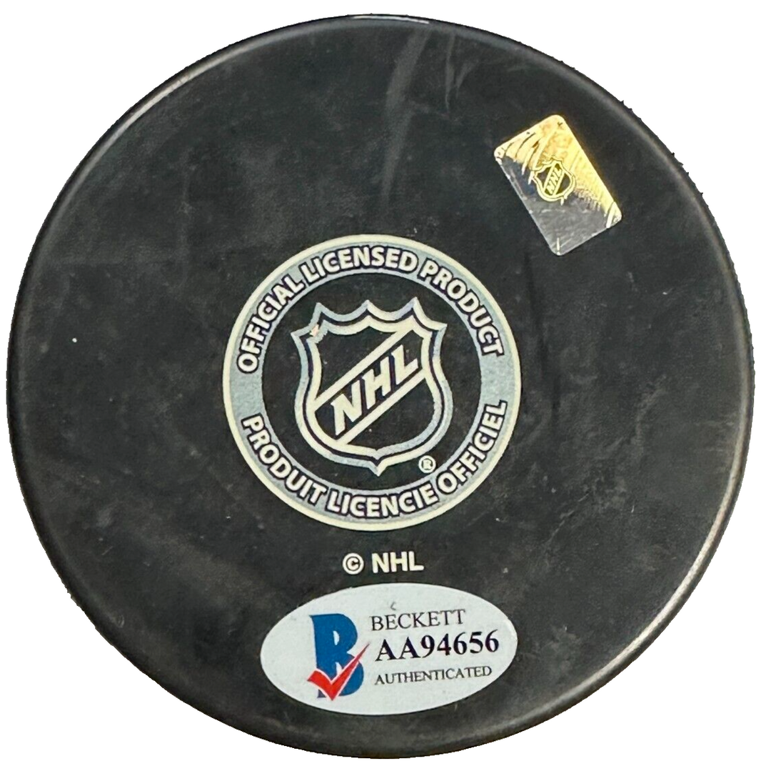 Charlie Burns Autographed Boston Bruins Hockey Puck BAS