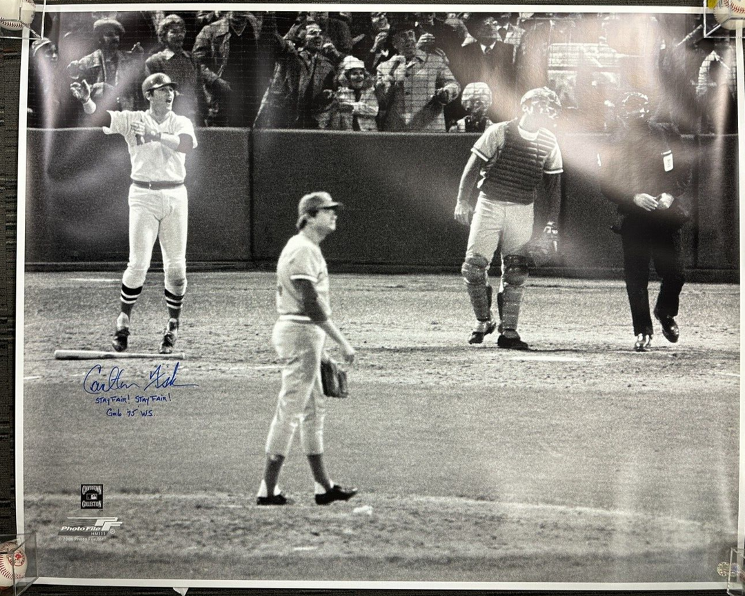 Carlton Fisk Autographed 50x60 1975 World Series Game 6 Photo W/ Stay Fair