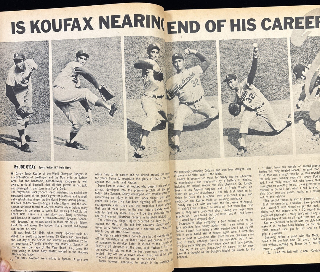 1966 Sports Quarterly Baseball Magazine Sandy Koufax Los Angeles Dodgers