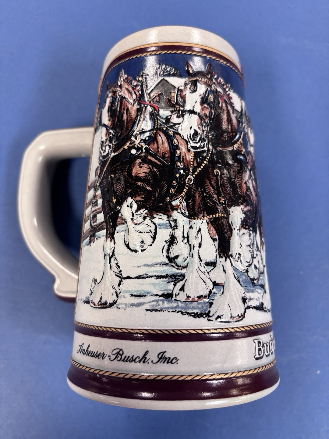 1989 Budweiser Holiday Christmas Stein Mug Collector Series
