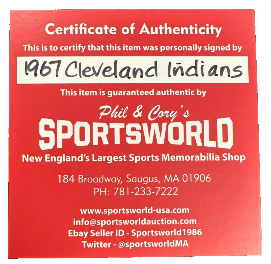 1967 Cleveland Indians Team Autographed Baseball Horton Tiant Maye