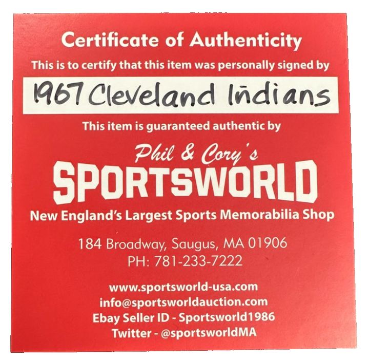 1967 Cleveland Indians Team Autographed Baseball Horton Tiant Maye