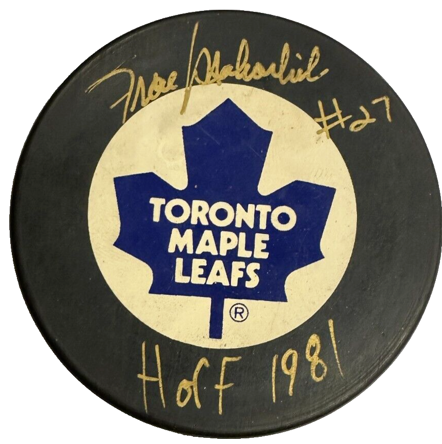 Frank Mahovlich Autographed Toronto Maple Leafs Hockey Puck W/ HOF 1981
