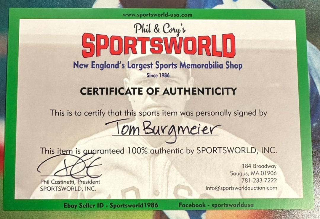 Tom Burgmeier Autographed Boston Red Sox 8x10 Photo