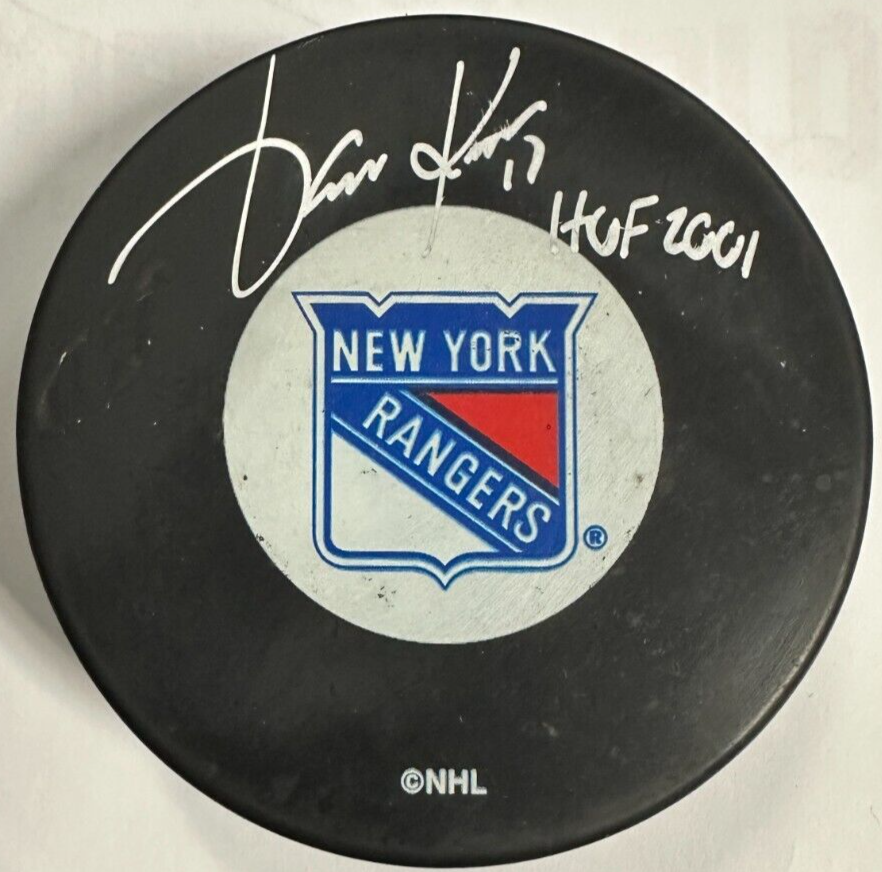 Jari Kurri Autographed New York Rangers Hockey Puck W/ HOF 2001 JSA