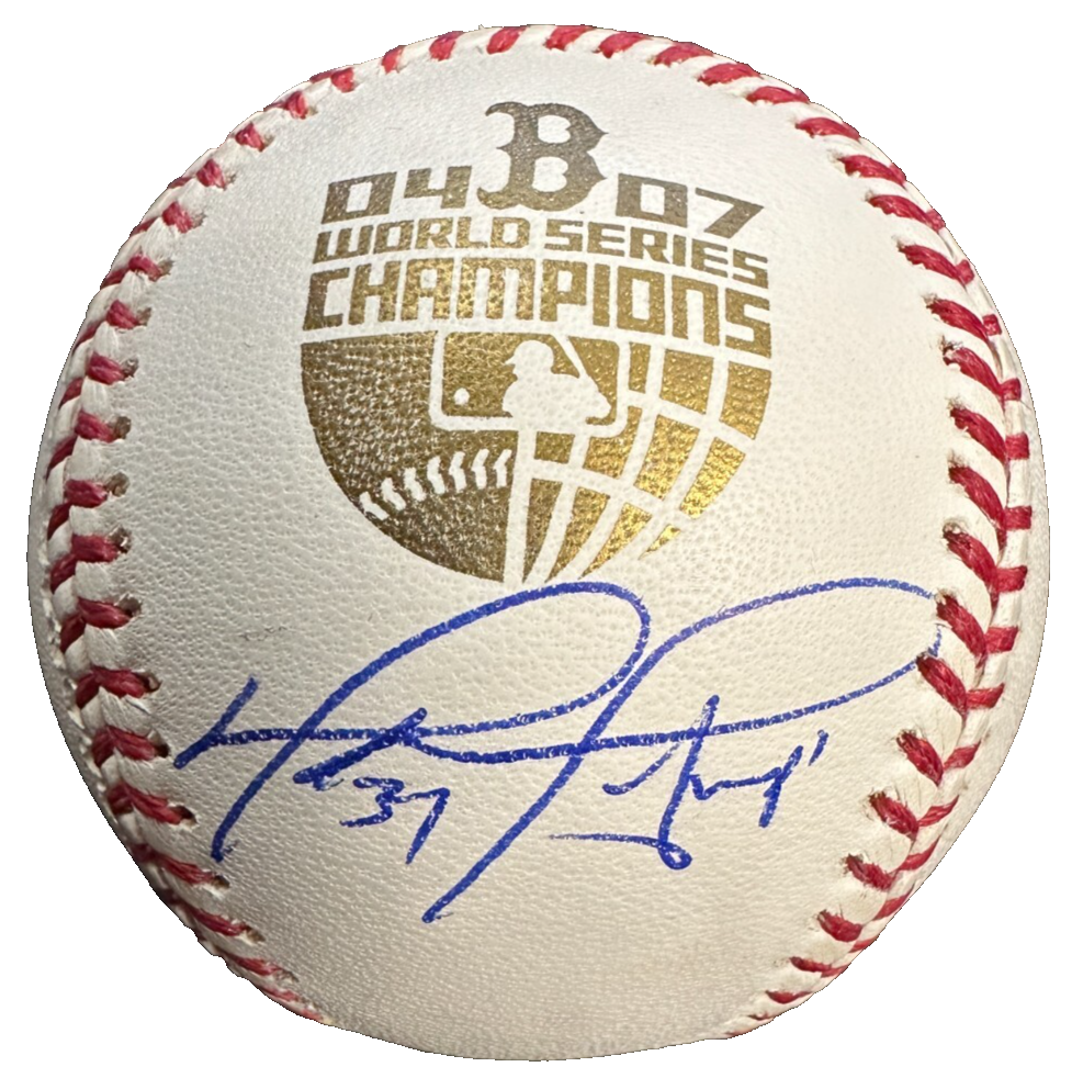 David Ortiz Autographed 2004 & 2007 World Series Champions Baseball Red Sox BAS