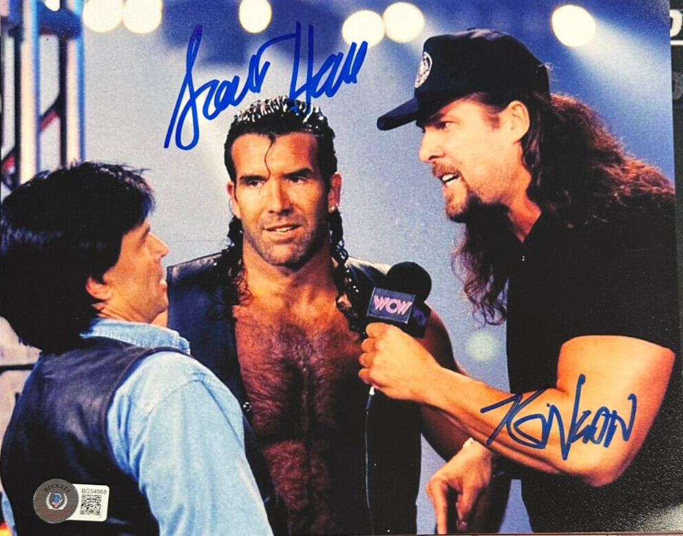 Scott Hall & Kevin Nash W/ Eric Bishoff Autographed NWO Photo BAS The Outsiders