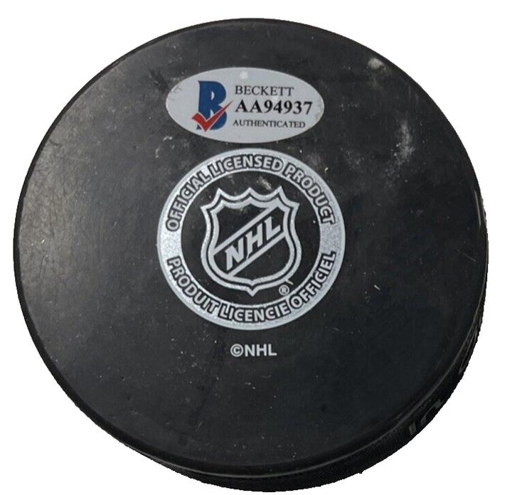 Bill Ezinicki Autographed Boston Bruins Hockey Puck BAS NHL
